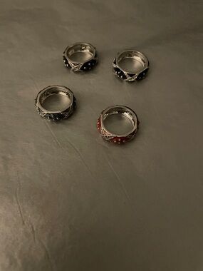 Set of 4 Silver Plate Covered in Rhodium -Women's Rings Size 6